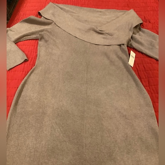 Anthropologie Off Shoulder Slim Sweater Dress in Grey/Brown, Size 2X, NWT. - Picture 7 of 11